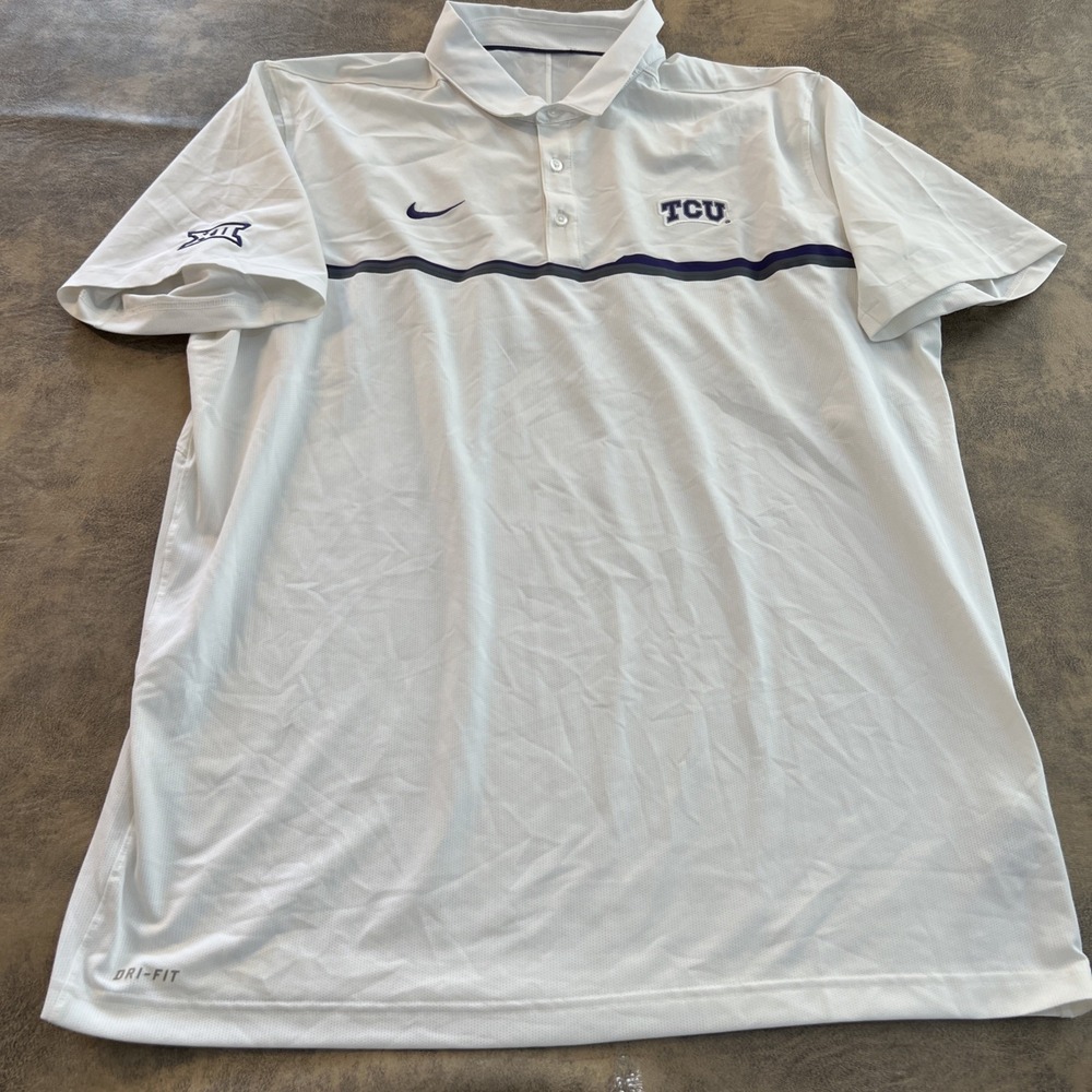 Nike TCU Shirt Men's‎ 2XL White Golf Texas Christian University Horned Frogs